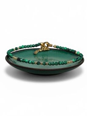 Malachite Gold Beaded Bracelet. New.